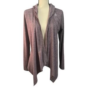 Reebok Women's Purple Waterfall Hooded Cardigan Sz M Athleisure Stretch Gym